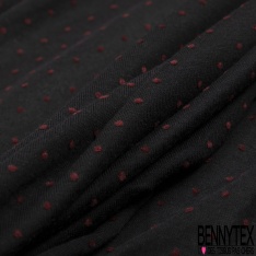 Jersey polyester fin flammé noir motif plumetis projection velours lie de vin