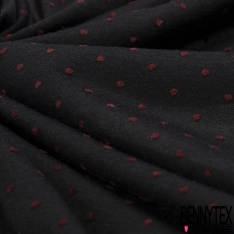 Jersey polyester fin flammé noir motif plumetis projection velours lie de vin