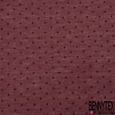 Jersey polyester fin flammé noir motif plumetis projection velours lie de vin