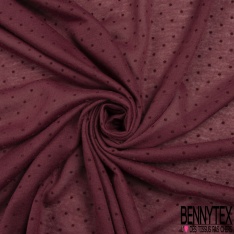 Jersey polyester fin flammé noir motif plumetis projection velours lie de vin