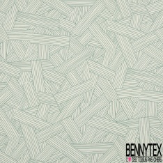 Fibranne viscose imprimé grande plante naïve ocre blanche fond taupe