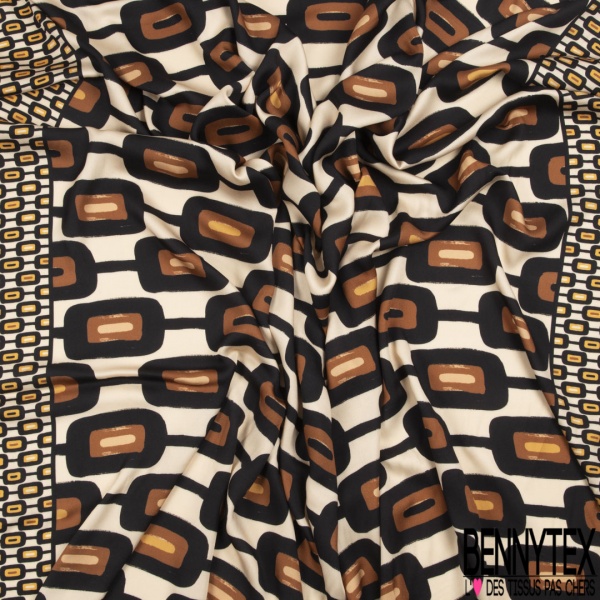 Fibranne viscose pashmina imprimé petite tâche léopard noir fond rouille