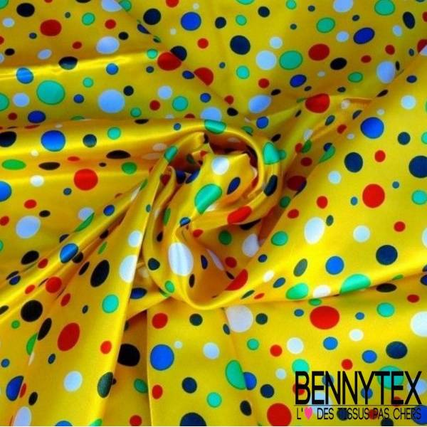 Satin Polyester Jaune ipmrimé Pois Satin Polyester Jaune ipmrimé Pois