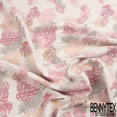 Jacquard coton polyester natté imprimé doucet sapin noir