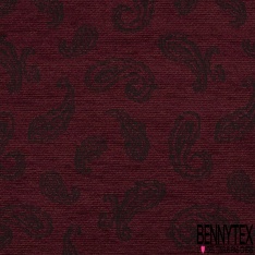 Jacquard coton polyester imprimé cachemire noir touché velours chiné bordeaux orange orchidée