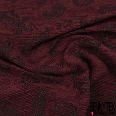 Jacquard coton polyester imprimé cachemire noir touché velours chiné bordeaux orange orchidée
