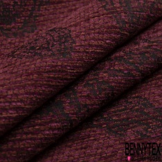 Jacquard coton polyester imprimé cachemire noir touché velours chiné bordeaux orange orchidée