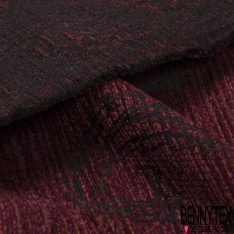 Jacquard coton polyester imprimé cachemire noir touché velours chiné bordeaux orange orchidée