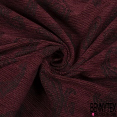 Jacquard coton polyester imprimé cachemire noir touché velours chiné bordeaux orange orchidée