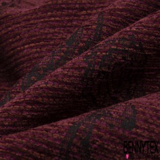 Jacquard coton polyester imprimé cachemire noir touché velours chiné bordeaux orange orchidée