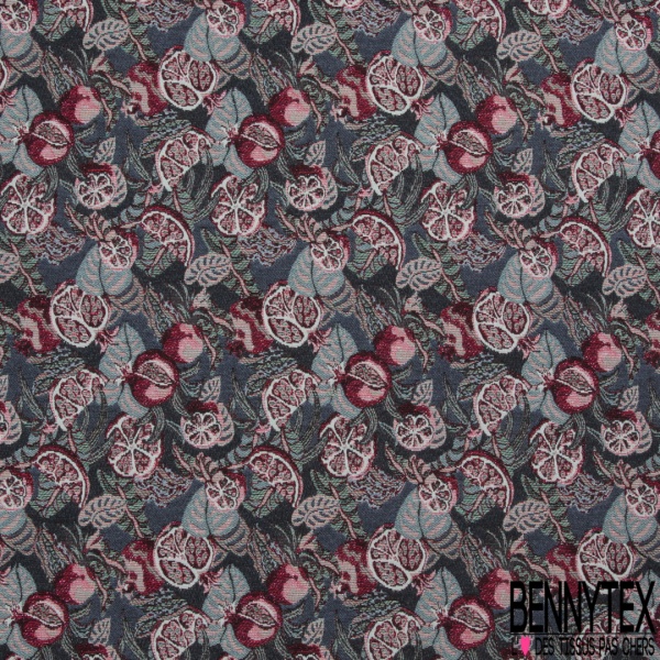 Jacquard coton polyester imprimé cachemire noir touché velours chiné bordeaux orange orchidée