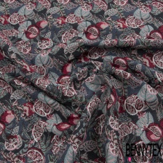 Jacquard coton polyester imprimé cachemire noir touché velours chiné bordeaux orange orchidée