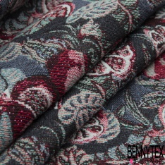 Jacquard coton polyester imprimé cachemire noir touché velours chiné bordeaux orange orchidée