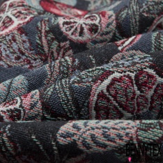 Jacquard coton polyester imprimé cachemire noir touché velours chiné bordeaux orange orchidée