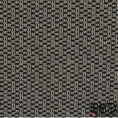 Jacquard coton polyester motif grand quadrillage orange fluo rose gris chiné beige ocre blanc discret