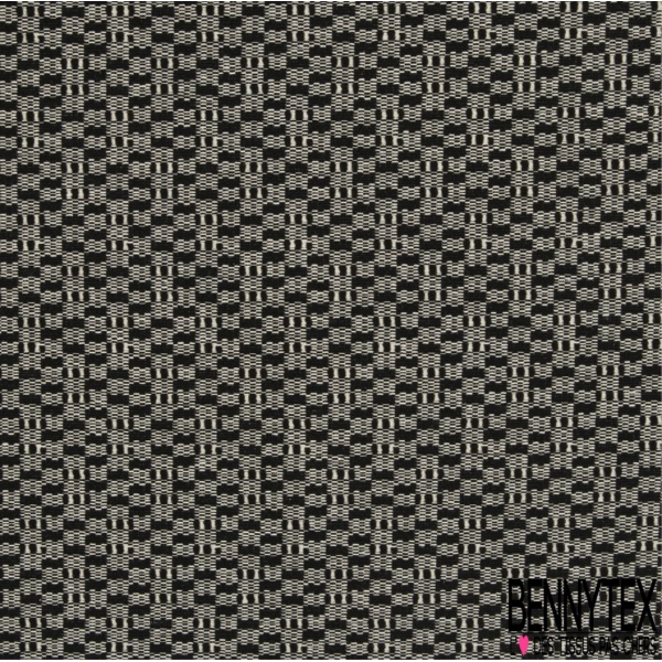 Jacquard coton polyester motif grand quadrillage orange fluo rose gris chiné beige ocre blanc discret