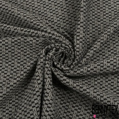 Jacquard coton polyester motif grand quadrillage orange fluo rose gris chiné beige ocre blanc discret