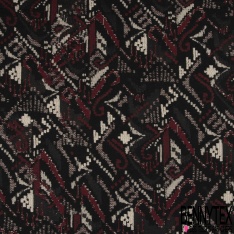 Jacquard coton polyester motif cachemire bleu roi lurex noisette fond noir