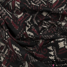 Jacquard coton polyester motif cachemire bleu roi lurex noisette fond noir