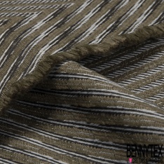 Jacquard coton polyester motif amérindien noir bordeaux blanc cassé