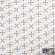 Satin coton élasthanne imprimé rayure fantaisie verticale noir blanc discret marine beige