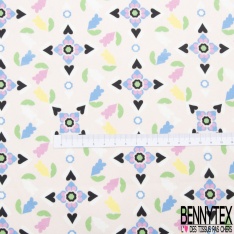 Satin coton élasthanne imprimé rayure fantaisie verticale noir blanc discret marine beige