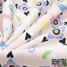 Satin coton élasthanne imprimé rayure fantaisie verticale noir blanc discret marine beige