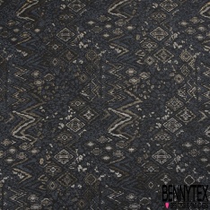 Jacquard coton polyester motif grand chevron fantaisie argent noir kaki