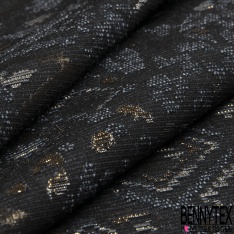 Jacquard coton polyester motif grand chevron fantaisie argent noir kaki