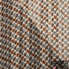 Coupon 3m mousseline krinkle crêpon polyester imprimé losange rouge noir blanc discret fine rayure verticale lurex or
