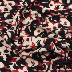 Fibranne viscose imprimé gribouillages multicolores fond crème