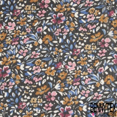 Coupon 3m mousseline krinkle imprimé rosace stylisée gazon fond blanc discret fine rayure verticale lurex or