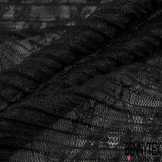 Tulle élasthanne plissé soleil horizontale uni noir