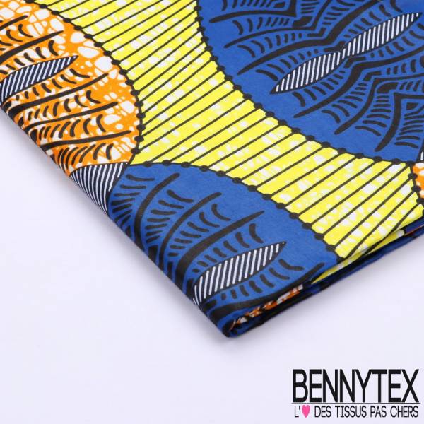 Wax Africain N°090 : Motif Ovale Jaune et Bleu Wax Africain N°090 : Motif Ovale Jaune et Bleu