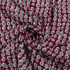 Crêpe polyester imprimé tulipe stylisée fond noir