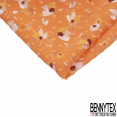 Coupon 3m mousseline krinkle imprimé bouquet de fleur fond marine fine rayure verticale lurex or