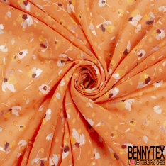 Coupon 3m mousseline krinkle imprimé bouquet de fleur fond marine fine rayure verticale lurex or