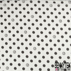 Mousseline georgette polyester imprimé pois blanc optique fond noir