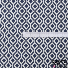 Satin coton élasthanne simple base imprimé floral au trait sable fond blanc hivernal