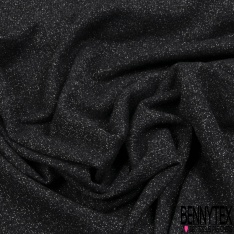 Coupon 3m molleton bouclette fin polycoton lin chiné bleu