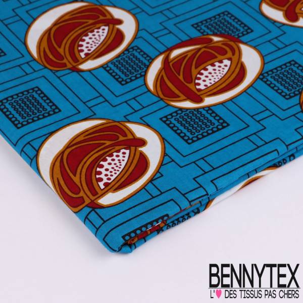 Wax Africain N°114 : Motif Feuilles vertes et Marron Fond Marine Wax Africain N°114 : Motif Feuilles vertes et Marron Fond Marine