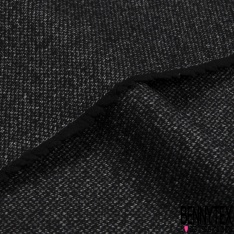 Drap de laine épais uni noir élasthanne costume