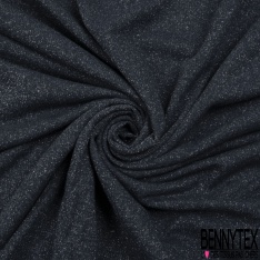 Coupon 3m molleton bouclette fin polycoton noir lurex argent
