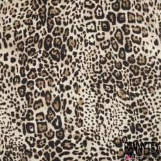 Satinette polyester simple base motif ethnique géométrique fond olive givré