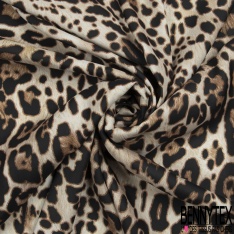 Satinette polyester simple base motif ethnique géométrique fond olive givré