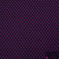 Brocart tissé pois bleu roi lurex multicolore fond noir