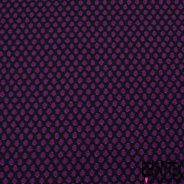 Brocart tissé pois bleu roi lurex multicolore fond noir