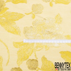 Brocart e luxe motif baroque fantaisie blanc naturel lurex multicolore fond chiné ciel canard