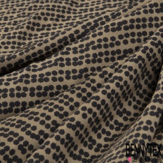Satin viscose imprimquadrillage brun moutarde blanc cassé