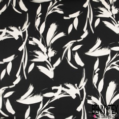 Satinette polyester imprimé grande fleur marine bleu roi fond blanc discret